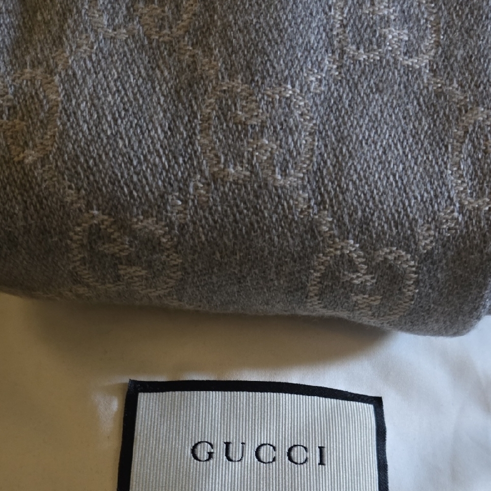 Gucci Taupe Monogrammed Scarf
